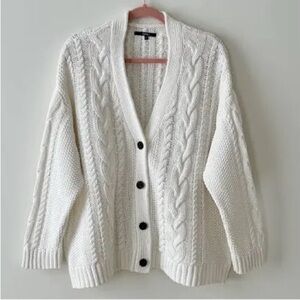 Classic White Cable Knit Cardigan